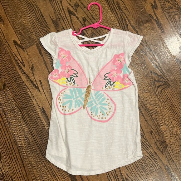 Jumping Beans Girls Butterfly Graphic Short Sleeve Shirt - Picture 1 of 2